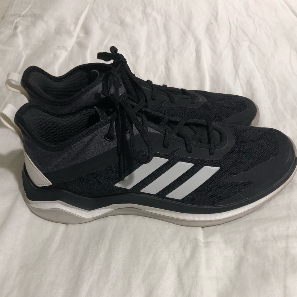 Adidas mens size 8.5 black shoes.